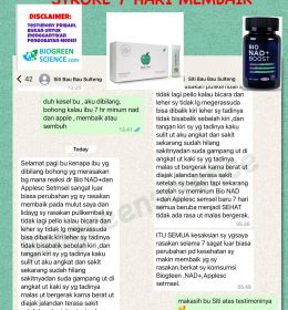 Testimoni Stroke 7 Hari Membaik Berkat Apple SC Plus dan Bio NAD+ Boost dari Biogreen Science!