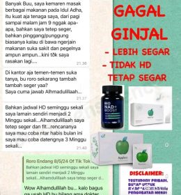 Testimoni Gagal Ginjal: Tetap Segar Tanpa HD Berkat Apple SC Plus dan Bio NAD Boost dari Biogreen Science
