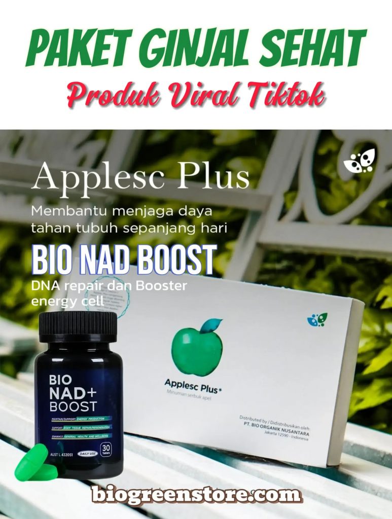 Paket Ginjal Sehat Biogreen apple sc plus dan bio nad+ boost